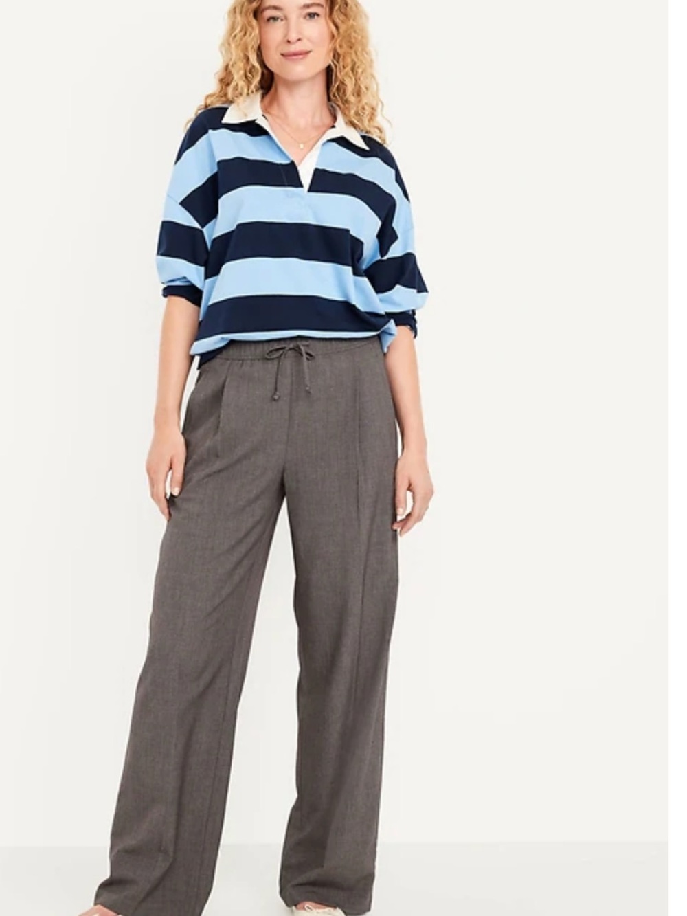 Old Navy Wide-Leg Drawstring Pants in Charcoal Large Tall